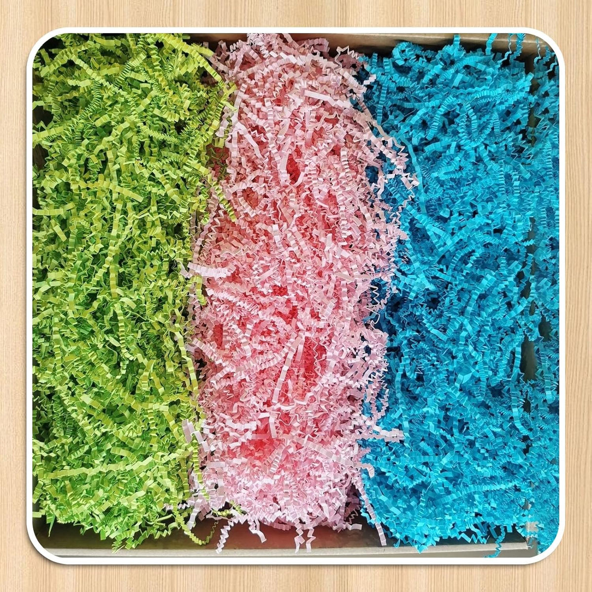 1 LB Lake Blue Crinkle Cut Paper Shred Filler Great for Gift Wrapping, Lake Blue Basket Fillers