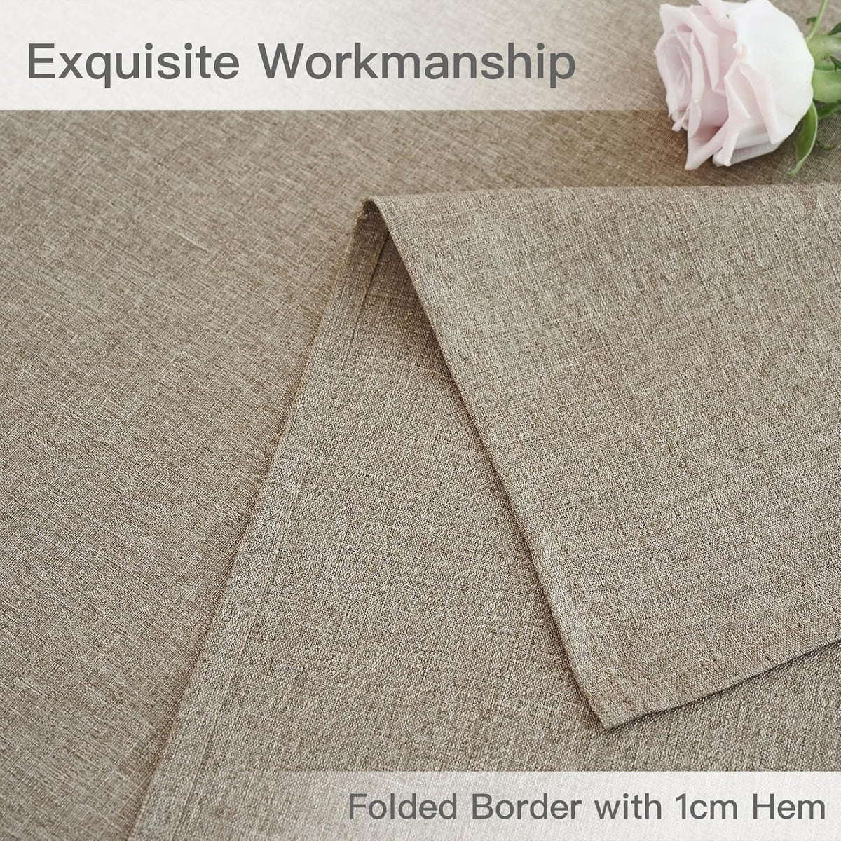 maxmill Linen Texture Tablecloth Water Resistance Antiwrinkle Spillproof Wipeable Washable Fabric