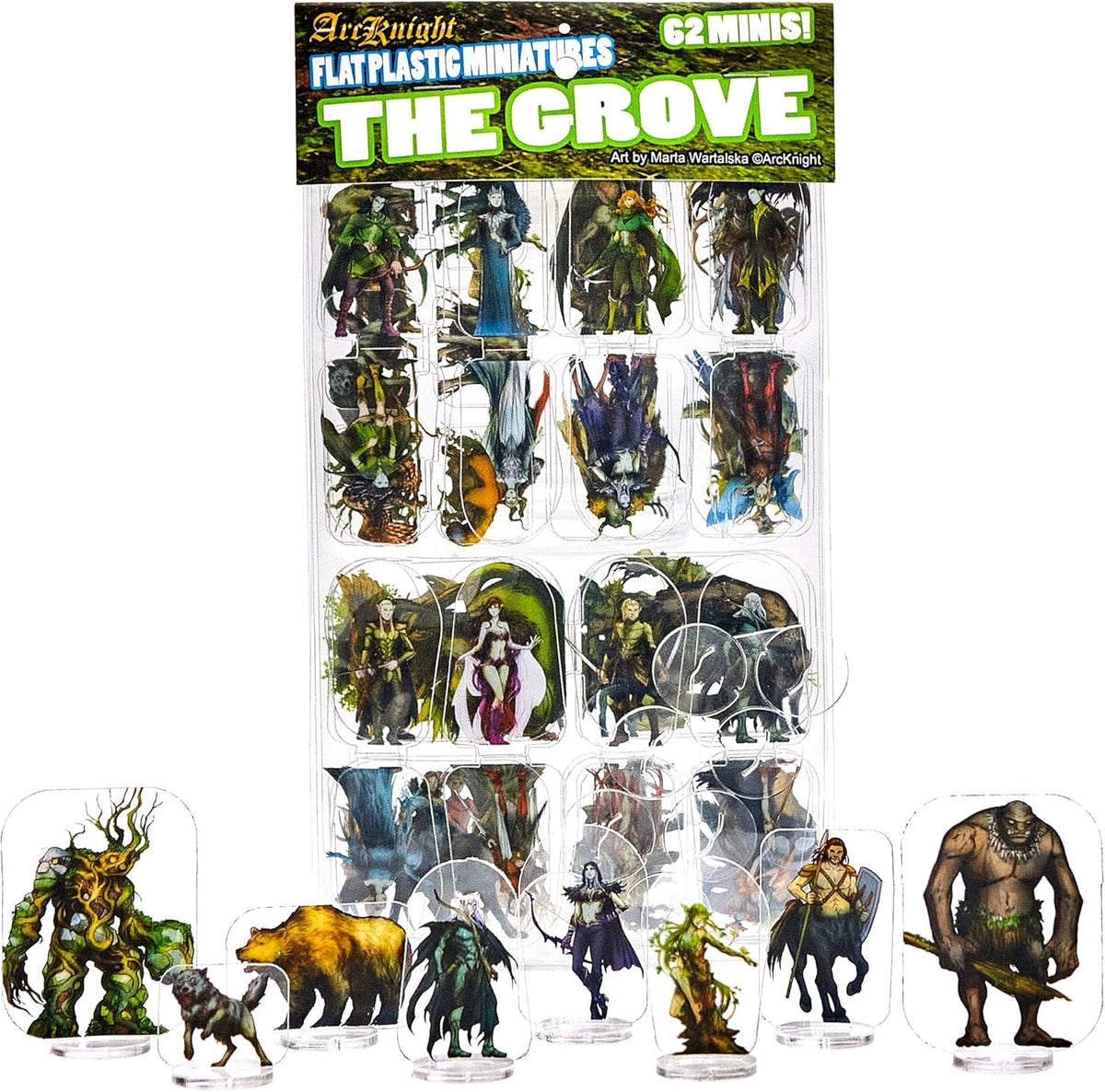 Arcknight Flat Plastic Miniatures: The Grove; 62 Unique Forest-Themed Minis for DND 5e and