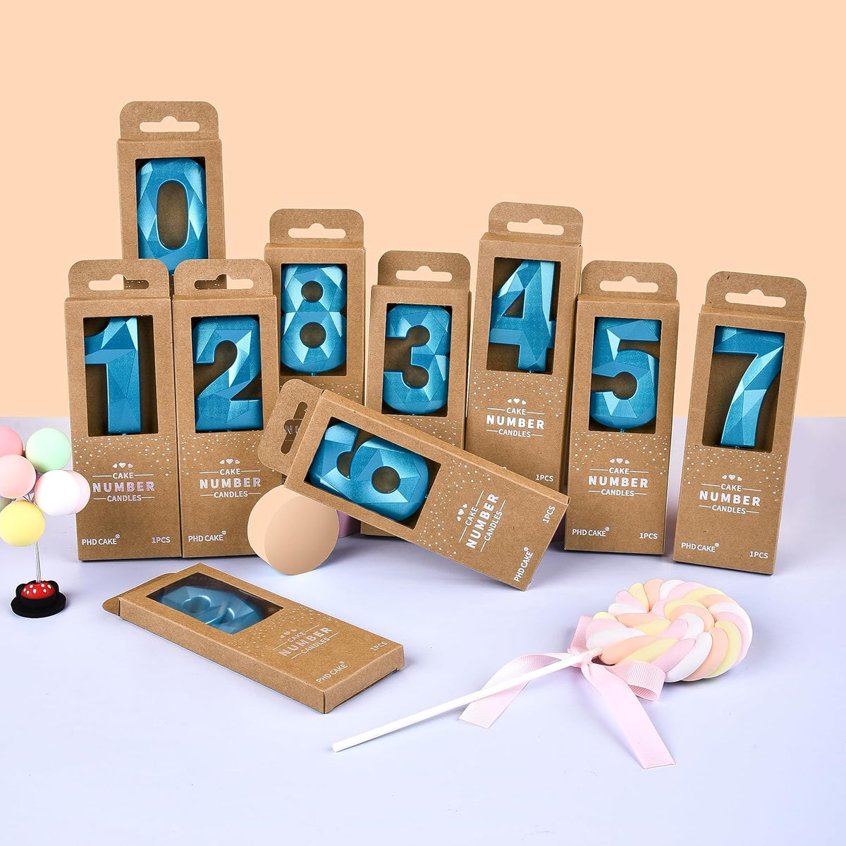 PHD CAKE 2.76 Inch Crystal Blue 1 Number Birthday Candles, Blue Number Candle, Cake Number Candles