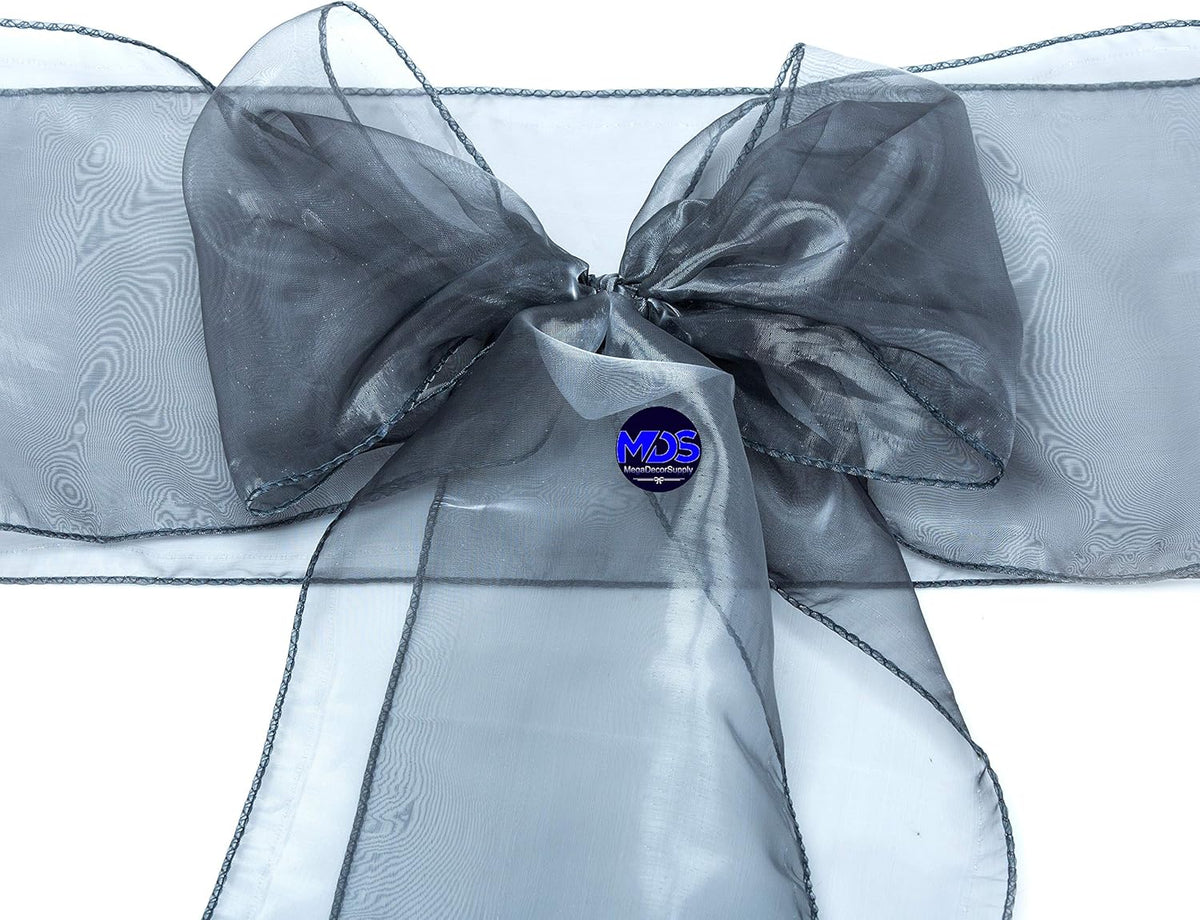 MDS Pack of 150 PCS Organza Chair Sashes Wider Dining Chair Bows Ribbon Tie Back for Wedding Party