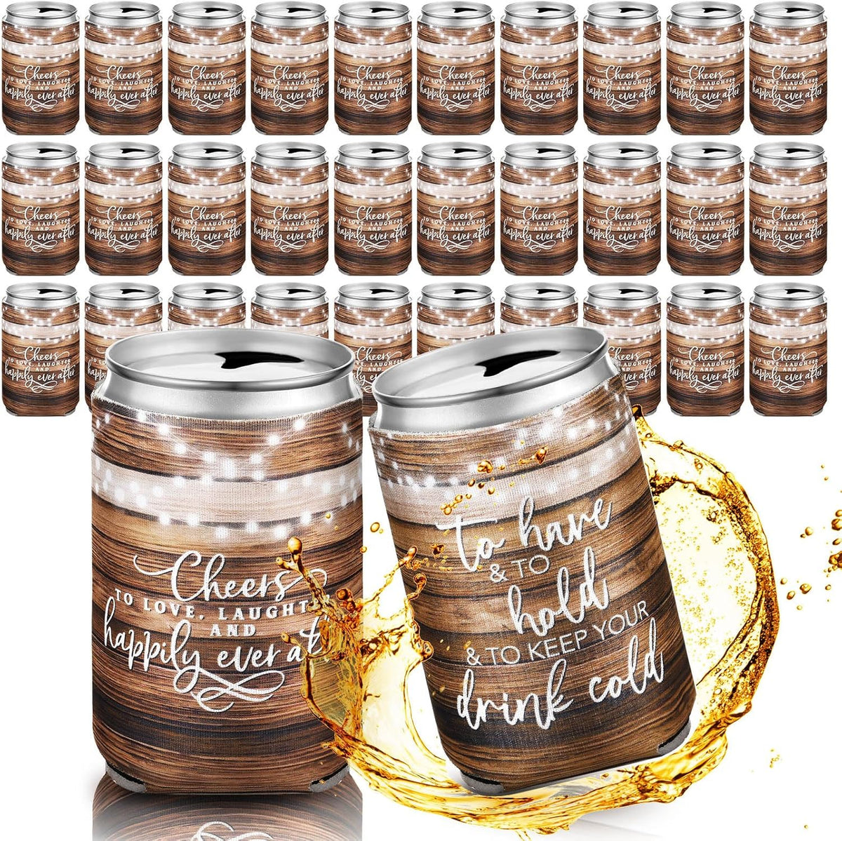50 Pieces Wedding Can Cooler Bulk Engagement Party Favors for Guests Cheers to Love Laughter and