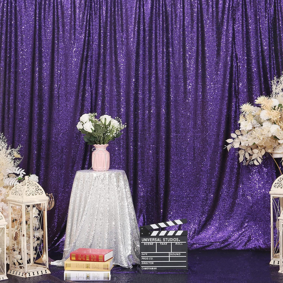 Poise3EHome Purple Sequin Backdrop, 10Ft x 10Ft Glitter Photography Background Curtains for