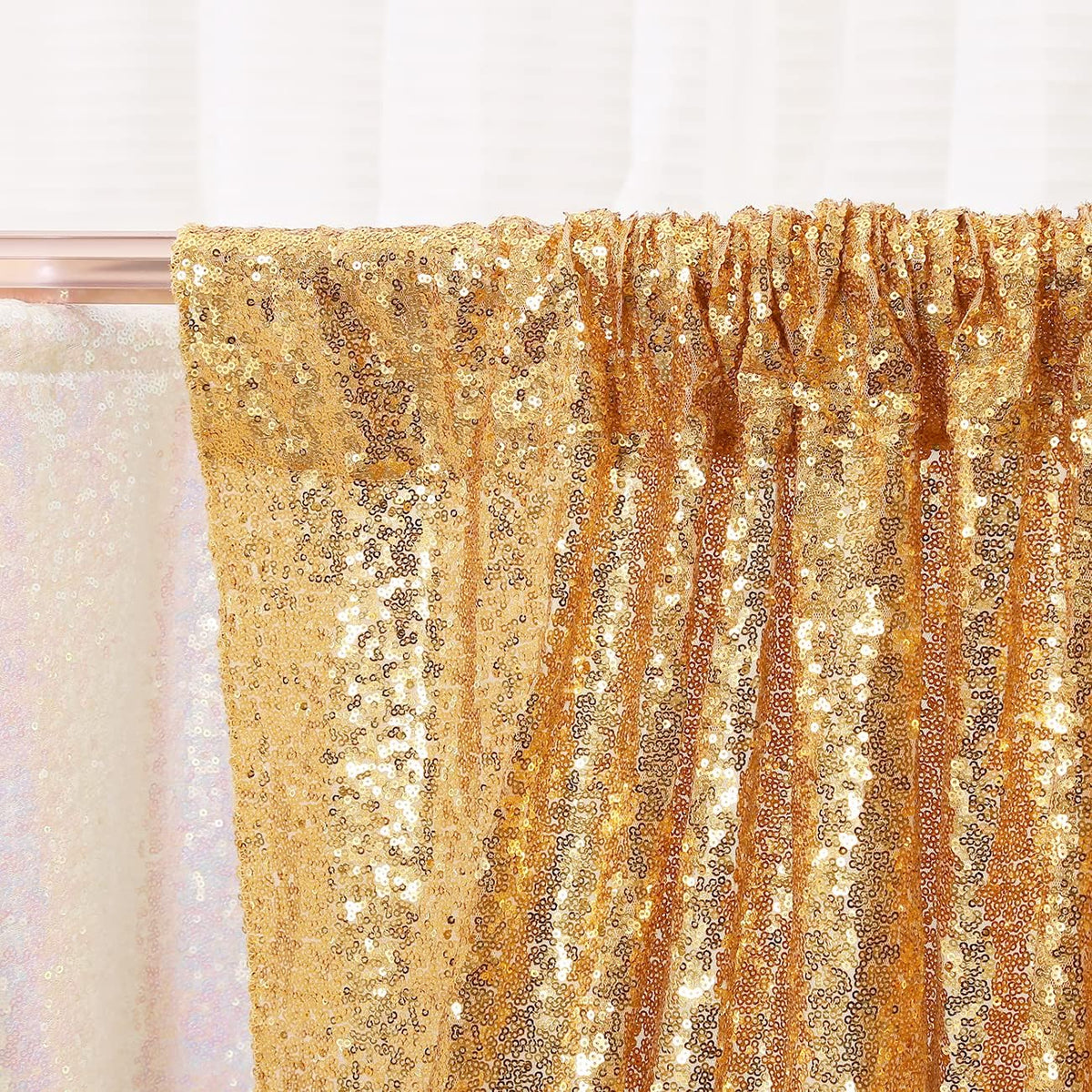 Poise3EHome Gold Sequin Backdrop, 20Ft x 10Ft Glitter Photography Background Curtains for Party
