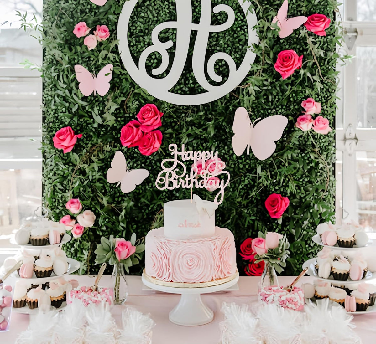 Happy Birthday Cake Topper - Rose Gold Glitter Birthday Party Cake Decoration Supplies - Happy