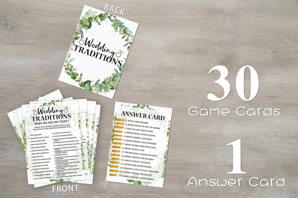 Bridal Shower Game Cards, Wedding Traditions Game, Tropical Jungle Theme Engagement Party Cards For