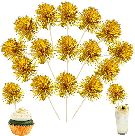 Ephlyn 30Pcs Foil Firework Cupcake Toppers Sparkles Fireworks Sticks Birthday Decorations Sparkle