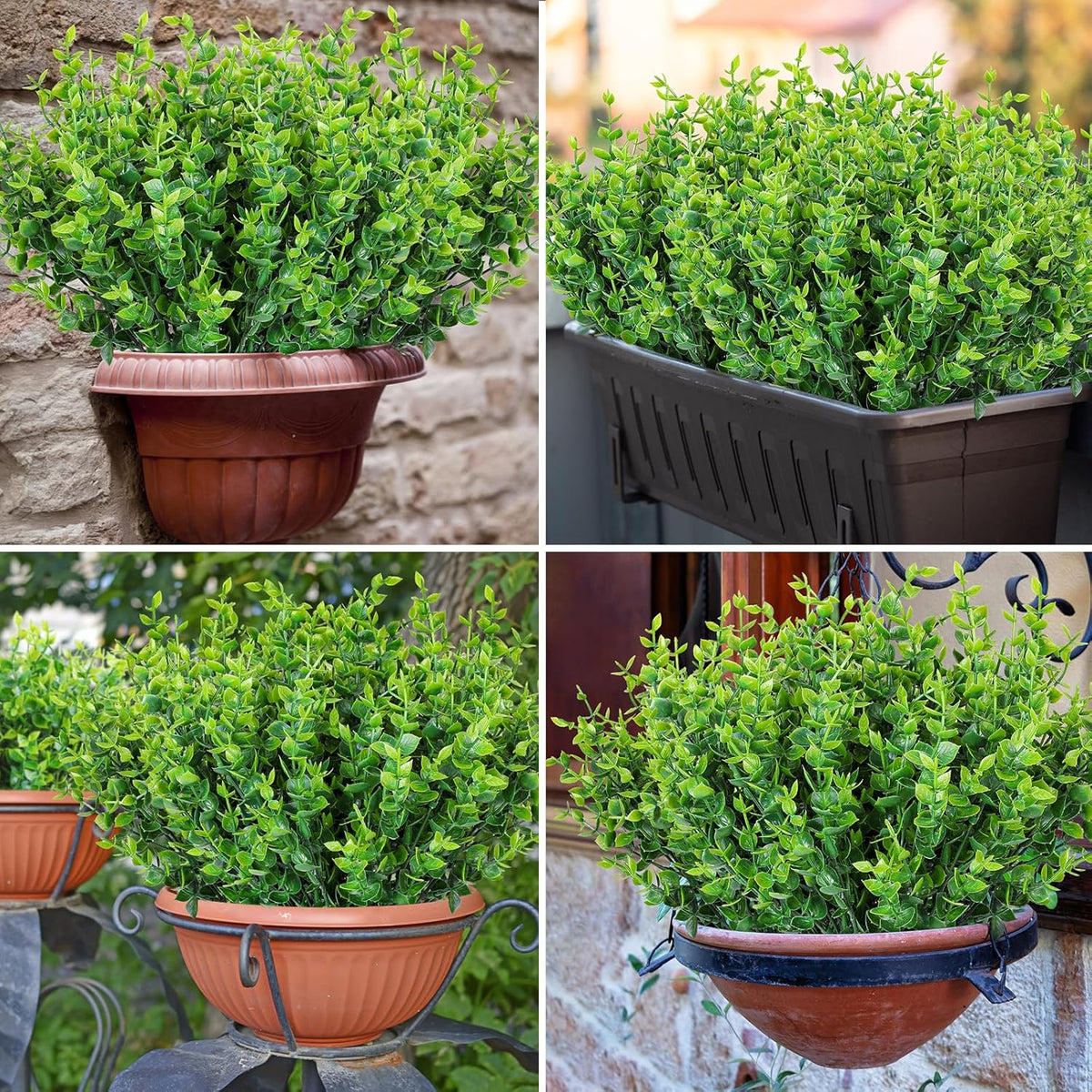 AmyHomie 20 Bundles Green Artificial Plants for Outdoor Spring Summer Decor UV Resistant Faux Wheat