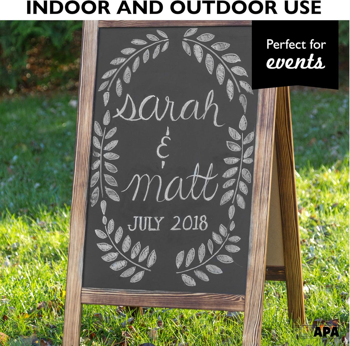 Ilyapa Wooden A-Frame Sign with Eraser & Chalk - 21 x 30 Inches Magnetic Sidewalk Chalkboard