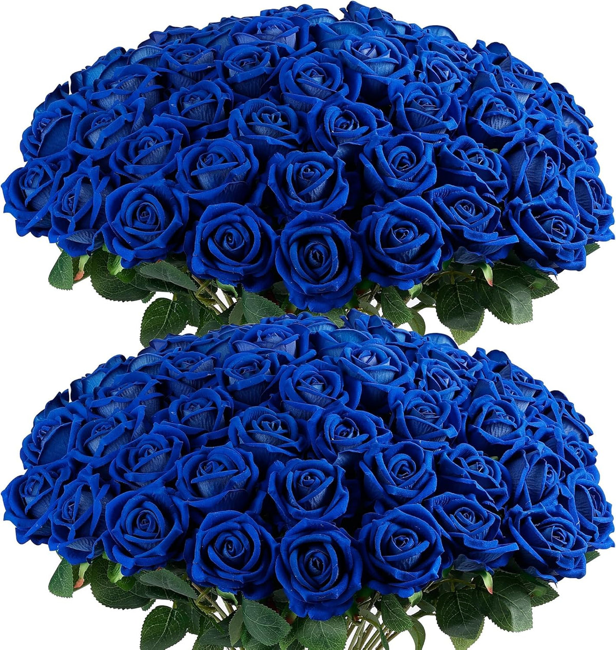 Auihiay 60PCS Fake Blue Roses, Artificial Blue Flowers, Silk Faux Rose with Long Stems for Wedding