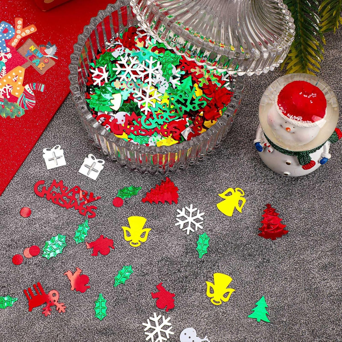 MARFOREVER Christmas Day Confetti Glitter Table Decorations Party Scatter Confetti, Red Green White
