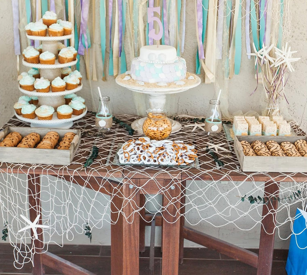 Natural Fish Net Party Decorations for Pirate Party, Hawaiian Party, Nautical Themed Cotton Fishnet