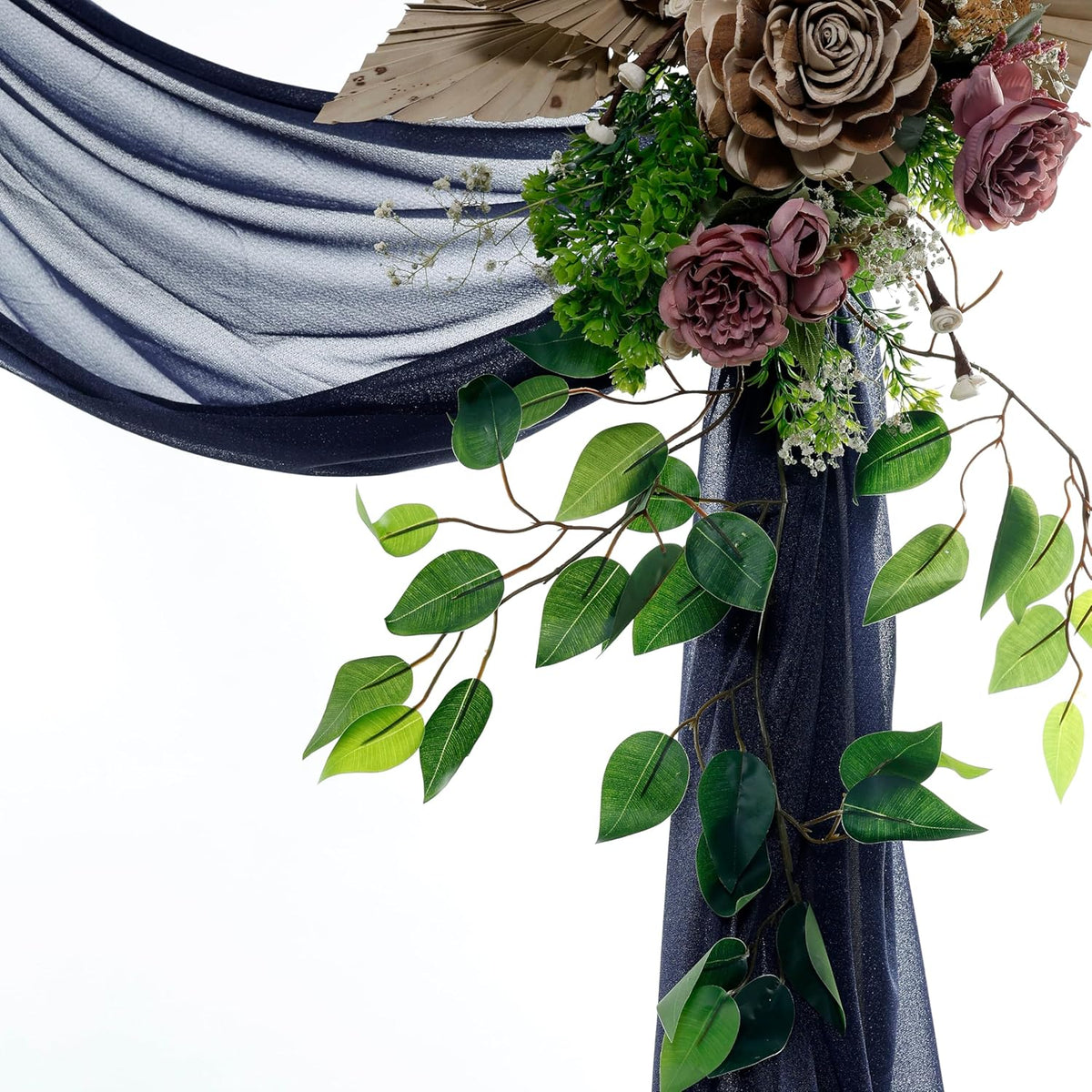 VDS Pack of 3 Panel (30 Inch X 20 Feet) Wedding Arch Draping Fabric Sheer Chiffon Fabric Drapery