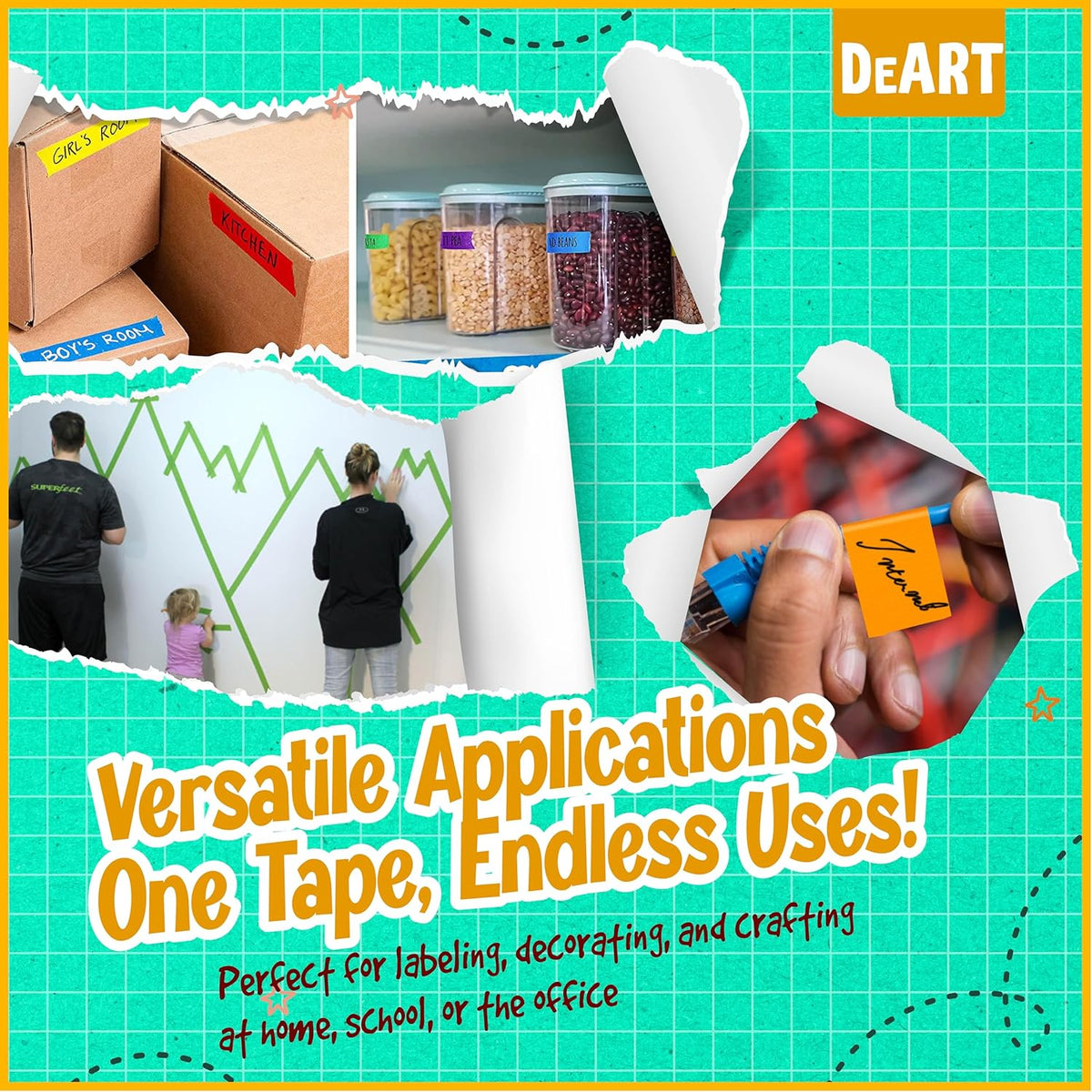 Colored Masking Tape, 264 Ft x 0.6 inch MIni Color Painters Tape for Arts & Crafts Labeling 12 or 8