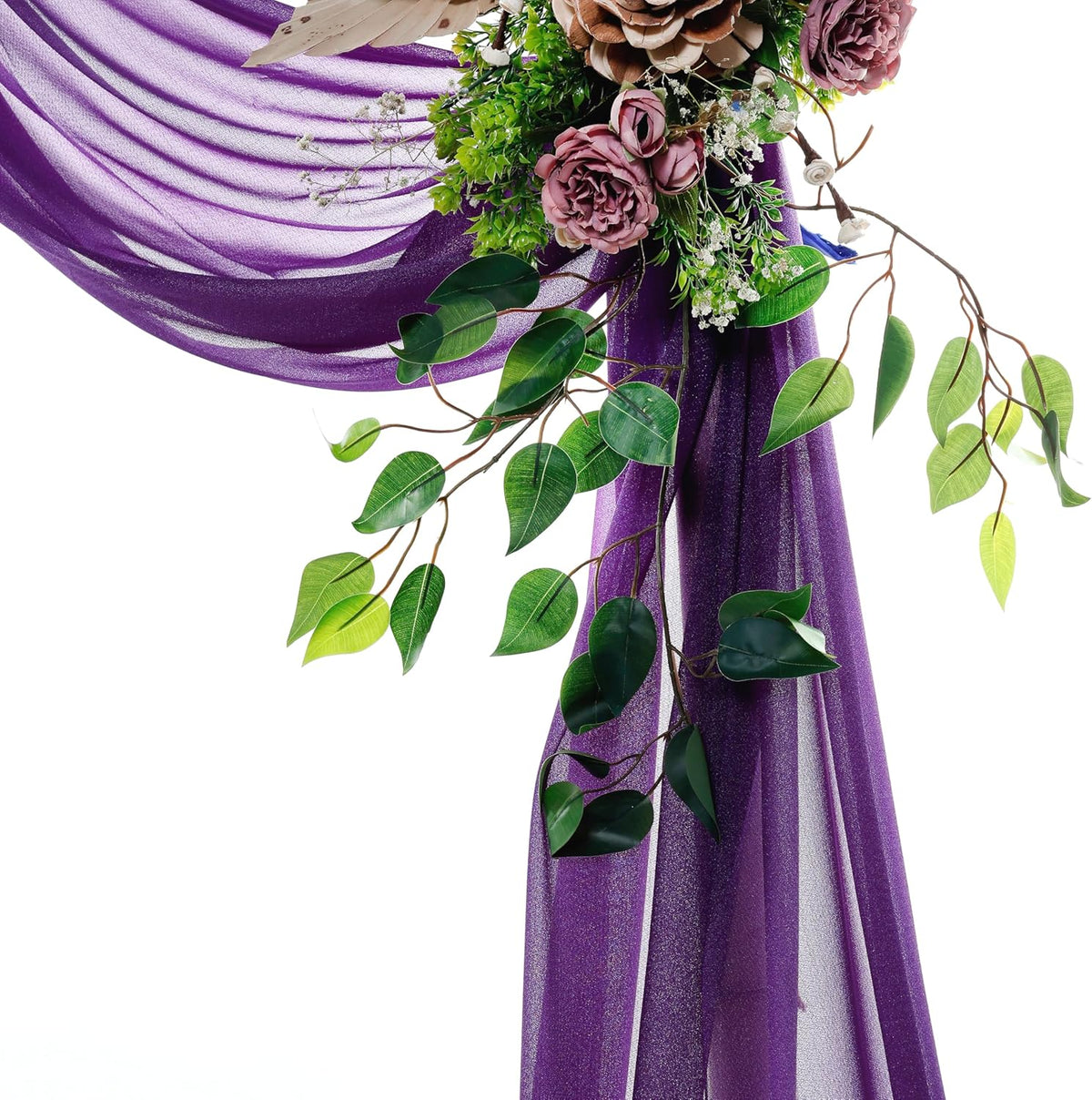 VDS Pack of 3 Panel (30 Inch X 20 Feet) Wedding Arch Draping Fabric Sheer Chiffon Fabric Drapery