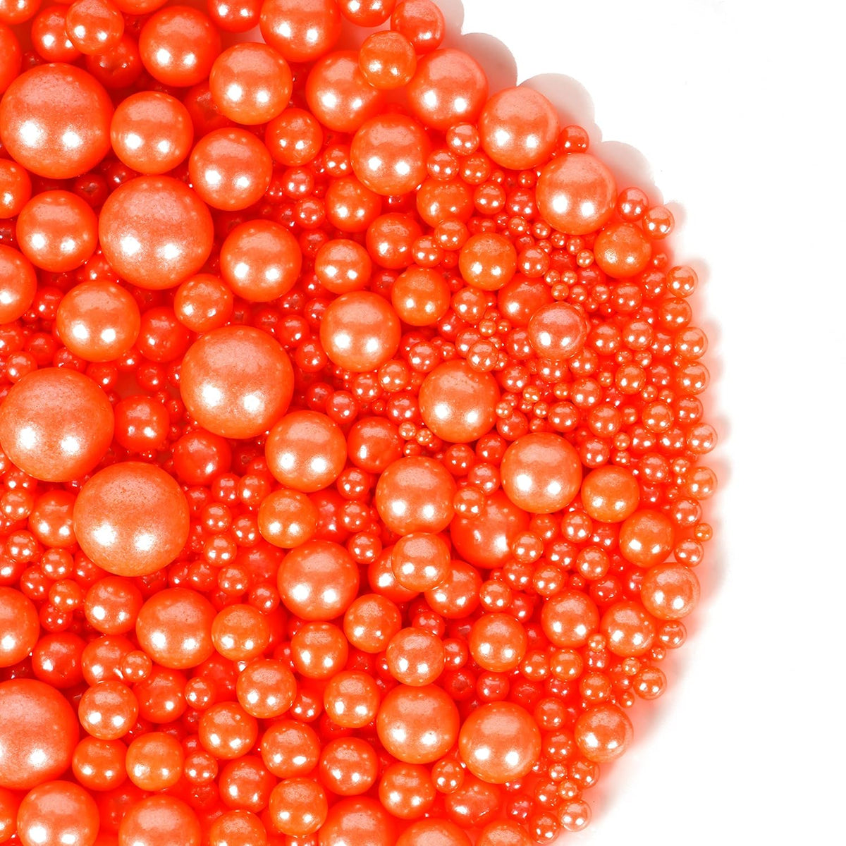 Kasvan Orange Pearl Sugar Sprinkles - Edible Candy Pearls 130g/4.58 Oz, Mix Size, Baking Cake