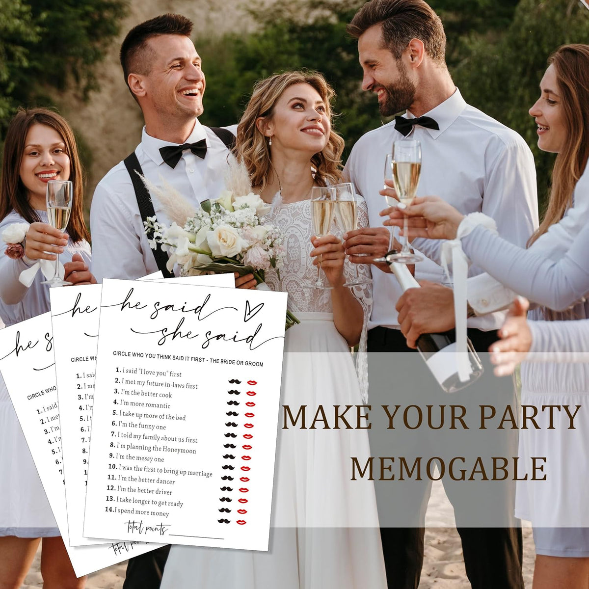 Fun Bridal Shower Games Set 25 Weddin Games Cards He Said She Said with Fun Bride and Groom Trivia