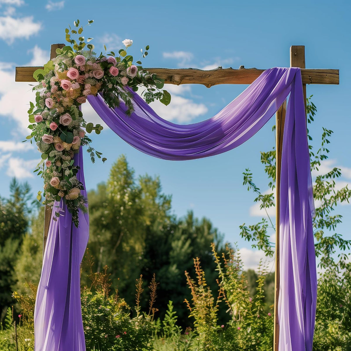 Wedding Arch Draping Fabric 1 Panel 28.7" x 20FT Lavender Purple Sheer Chiffon Backdrop Drapes for