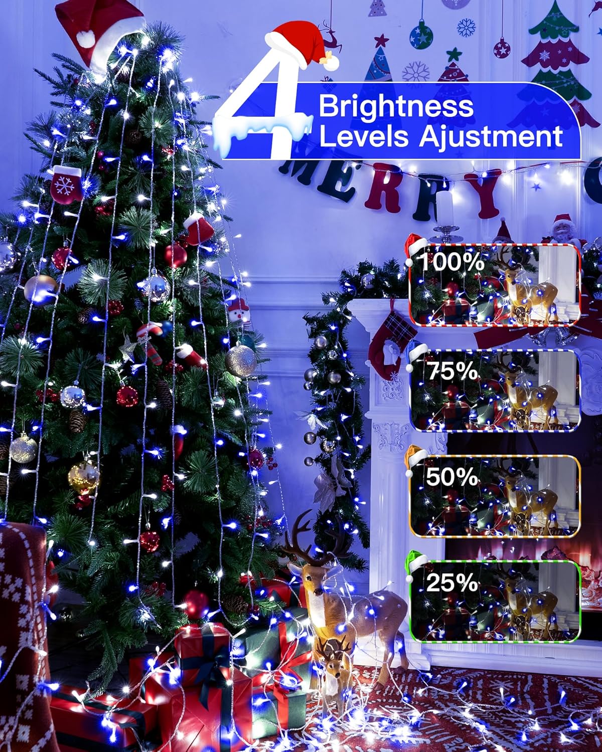 Christmas Lights Outdoor Waterproof, 196FT 600LED String Lights with Remote,8 Modes LED Lights Plug