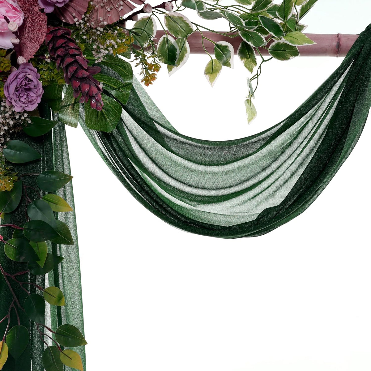 VDS Pack of 2 Panel (30 Inch X 40 Feet) Wedding Arch Draping Fabric Sheer Chiffon Fabric Drapery