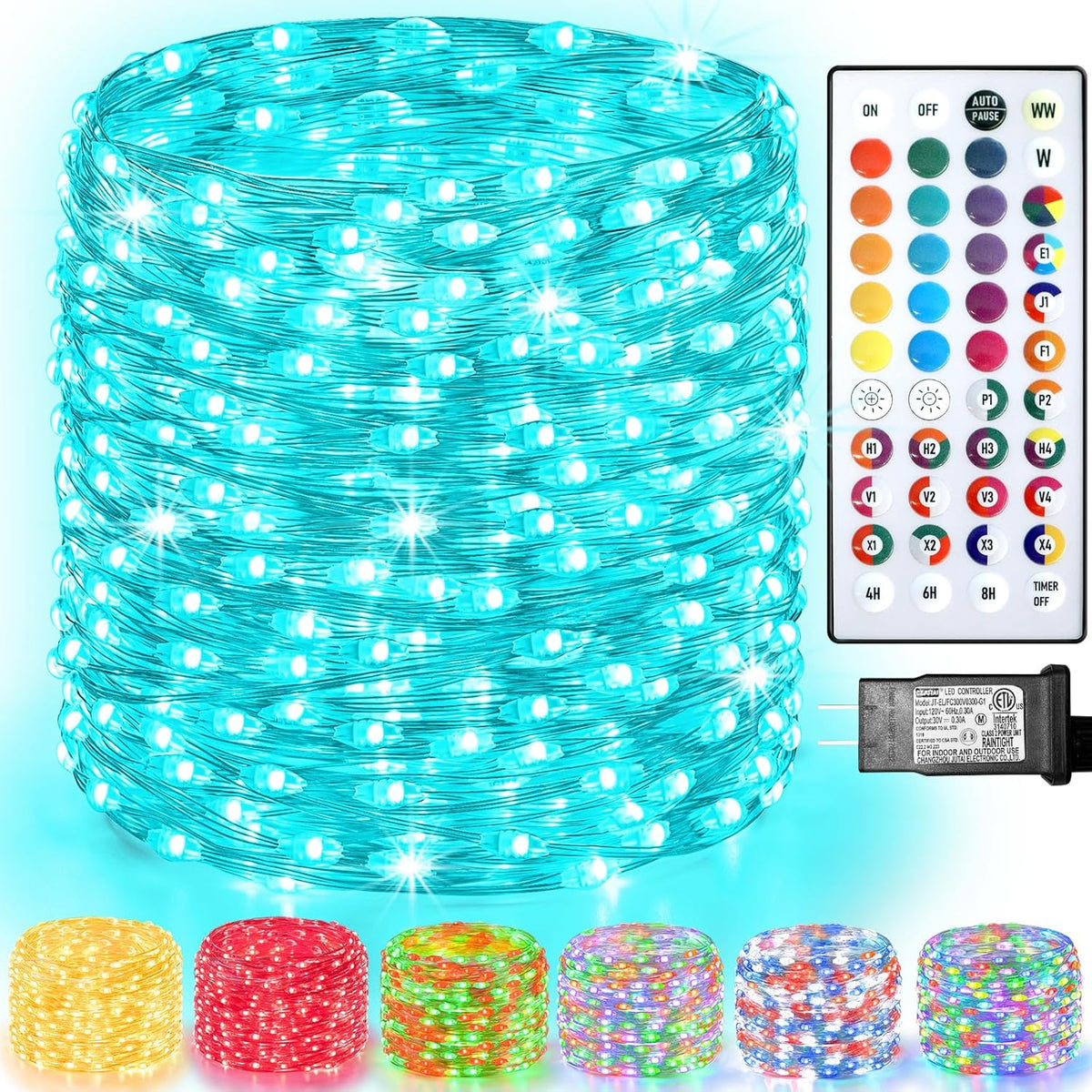 400 LED Christmas Fairy Lights Color Changing, 131 FT 35 Colors String Lights with Remote Silver