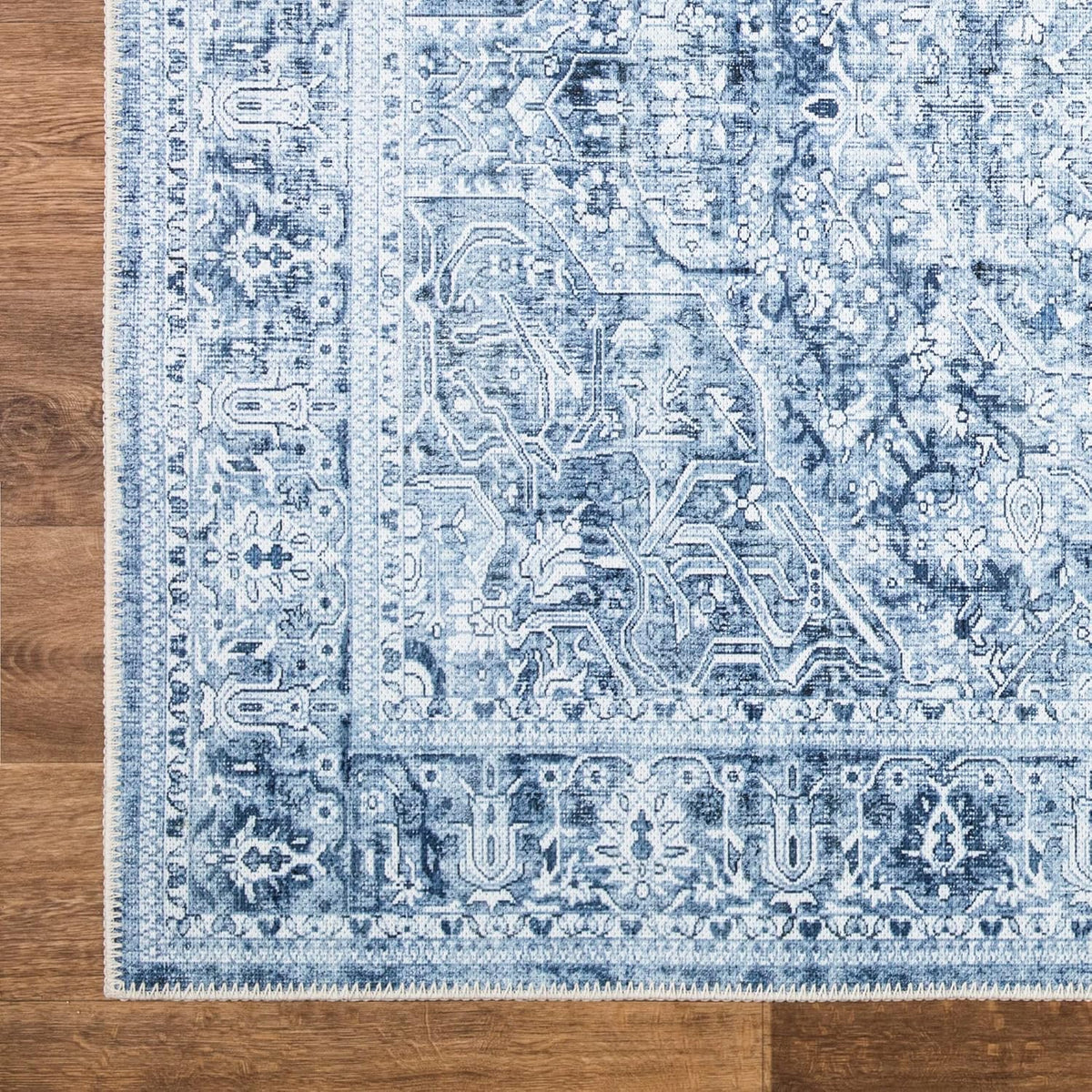 Bloom Rugs Washable Non-Slip 6' x 9' Rug - Ivory/Denim Blue Traditional Medallion Area Rug for
