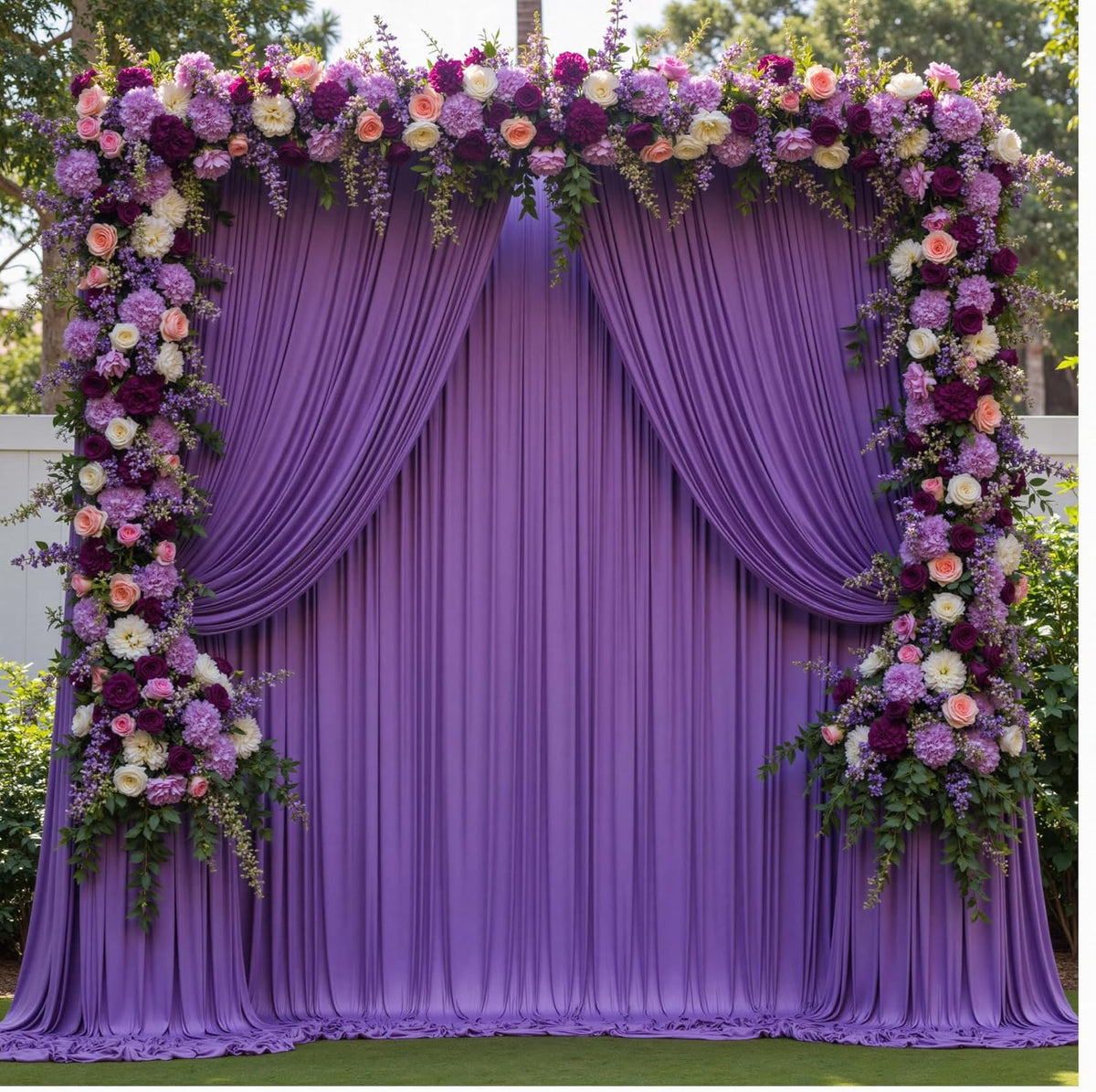 50 ft x 10 ft Wrinkle Free Purple Backdrop Curtain for Parties, 5ft x 10ft 10 Panels Polyester