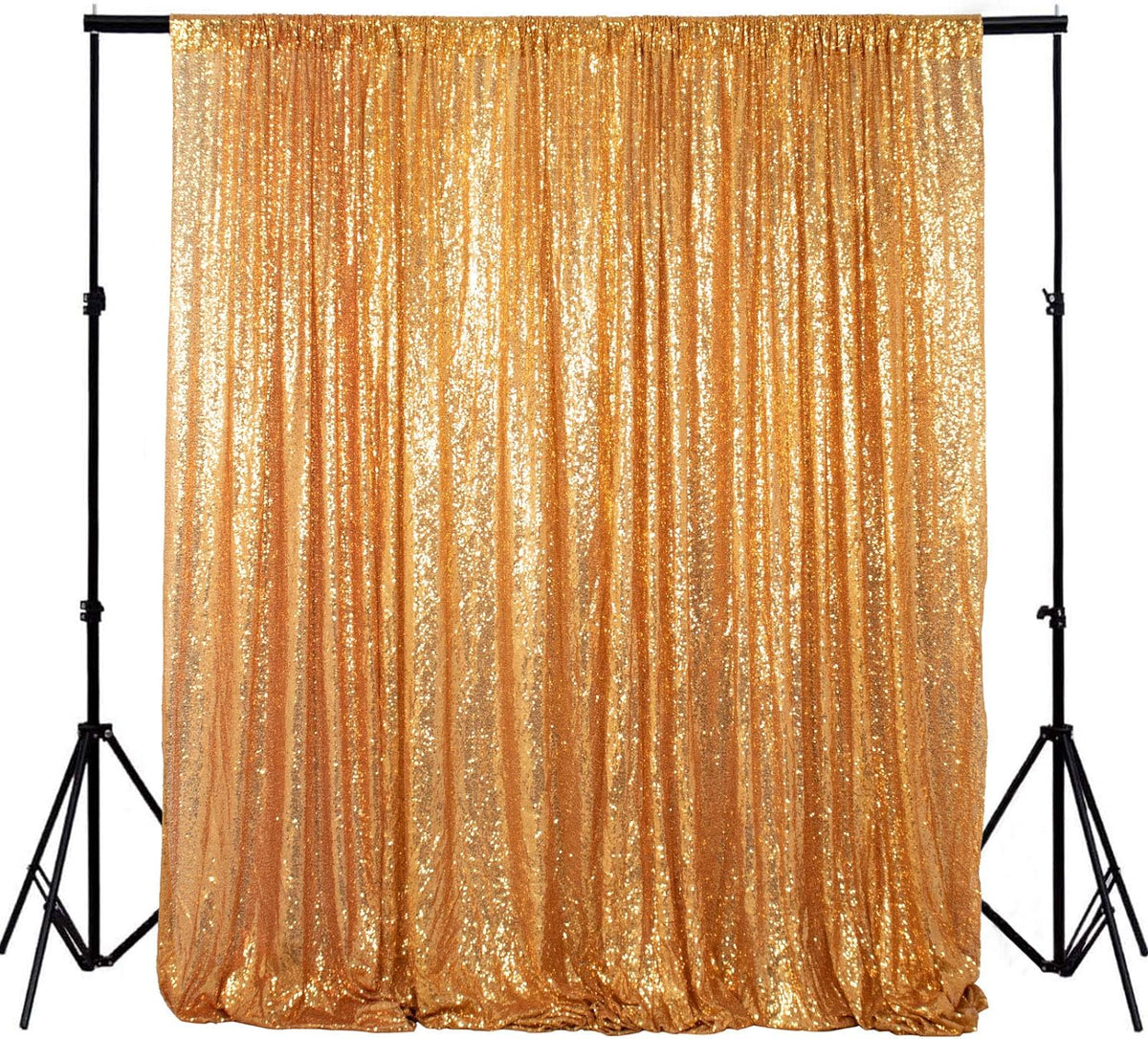ShinyBeauty Sequin Curtain-Backdrop-5FTx10FT-Gold-Sequin Fabric Photo Booth Backdrop Glitter