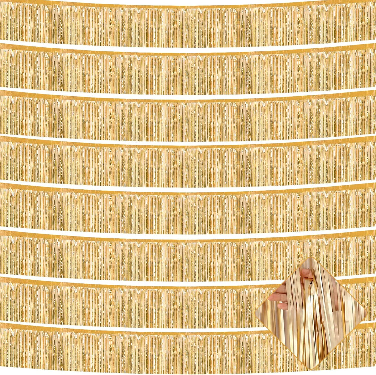 10 Pack 10 Feet Foil Fringe Garland Metallic Tinsel Streamers Banner Wall Hanging Curtain Backdrop