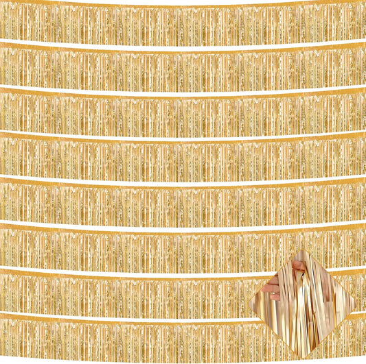 10 Pack 10 Feet Foil Fringe Garland Metallic Tinsel Streamers Banner Wall Hanging Curtain Backdrop