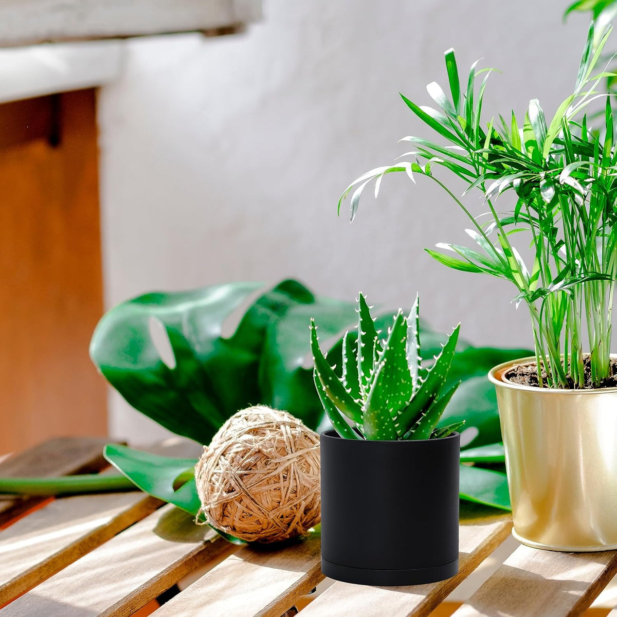 D'vine Dev 2 Pack 4.5 Inch Modern Plastic Plant Pots, Small Garden Planters for Plant with Drainage