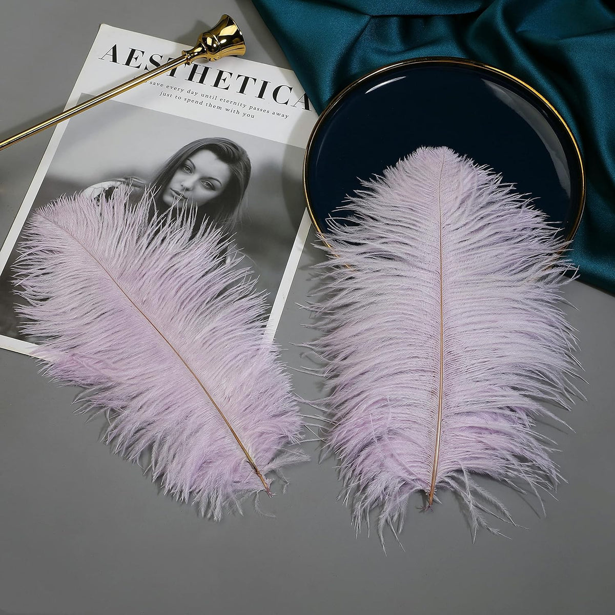 Ballinger Lavender Ostrich Feathers Bulk - 24Pcs 12-14inch Light Purple Feathers for Party