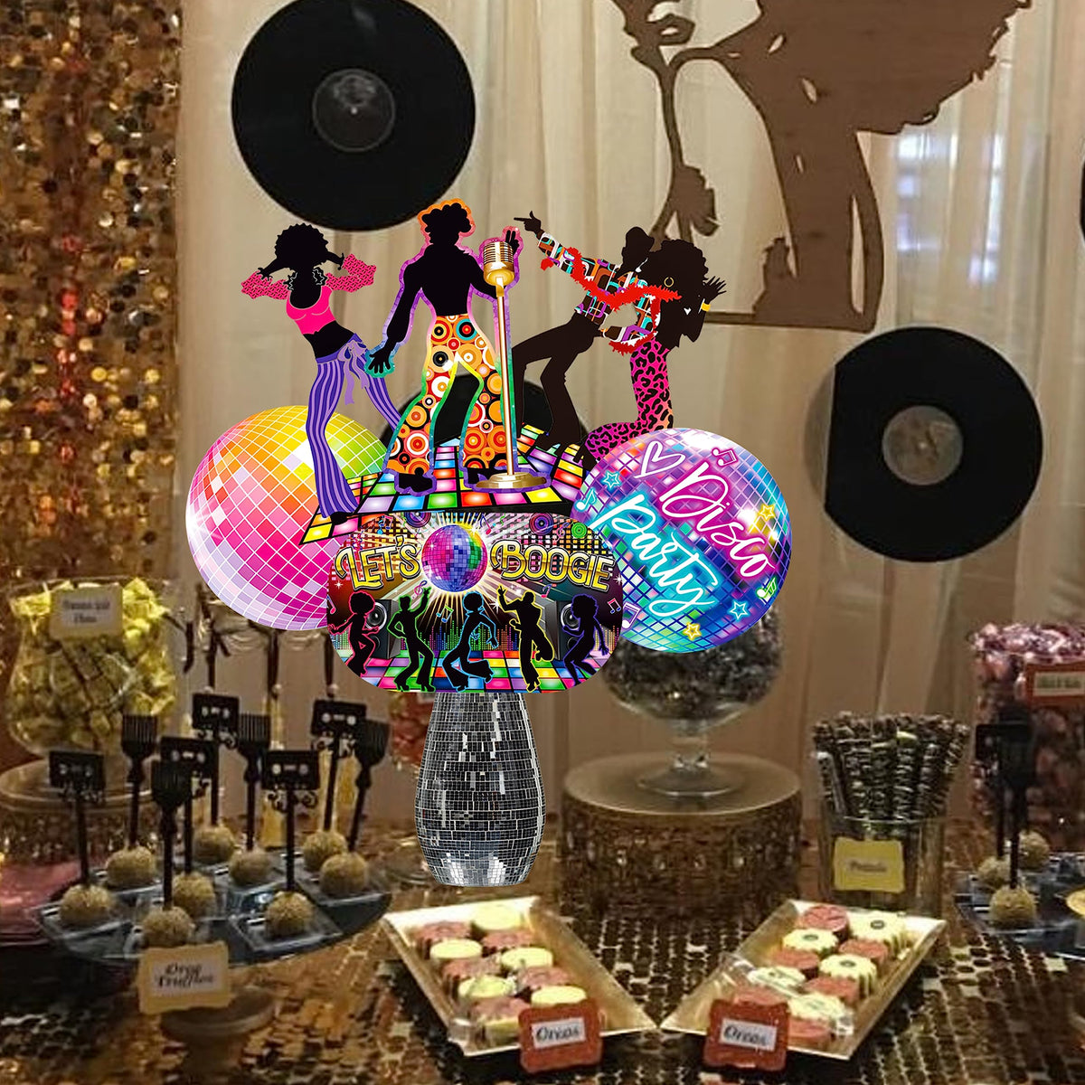 26pcs 1970s Disco Fever Party Centerpiece Sticks 70s Disco Party Decorations Retro Table Topper 80s