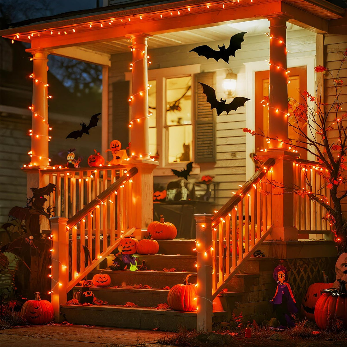 JMEXSUSS 600 LED Orange Lights for Halloween Decorations, Halloween String Lights Outdoor, Orange