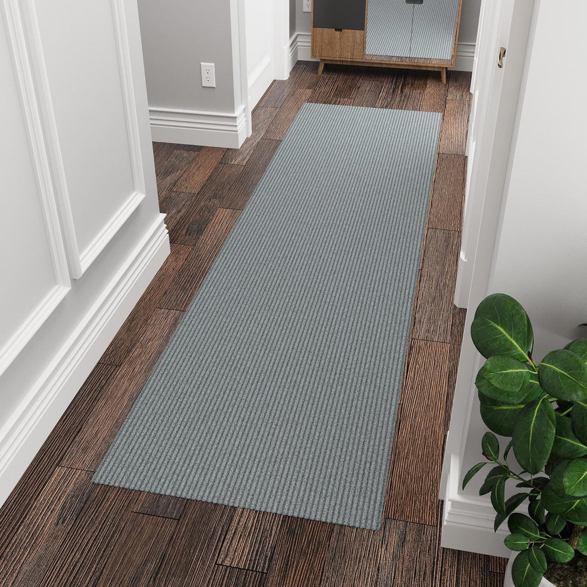 Ottomanson 2'7" x 7' Hallway Runner with Scraper Pile Extra Durable Non-Slip Rug Mat for Indoor &