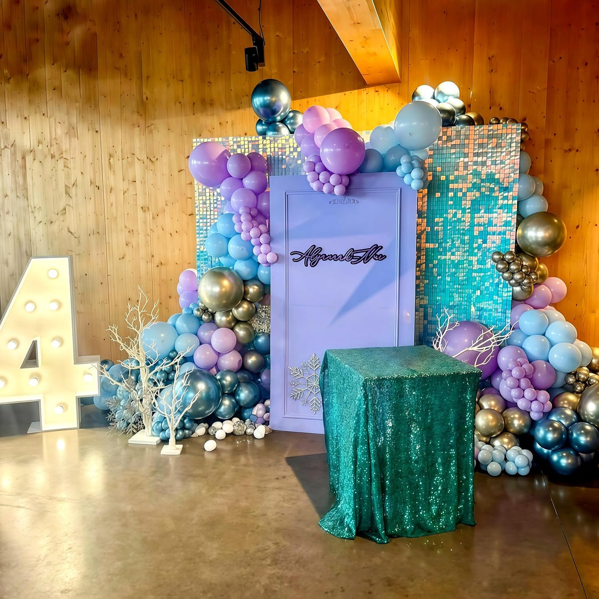 Winter Wonderland Balloons, 60PCS Blue Purple Snowflakes Balloons for Ice Wonderland Christmas Baby