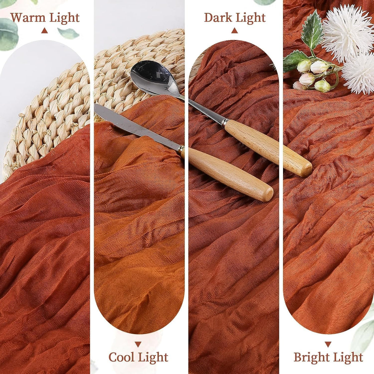 6 Pack Terracotta Cheesecloth Table Runner 10FT Long Boho Gauze Table Runner Rustic Sheer Runner