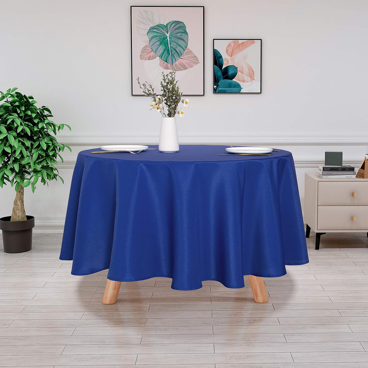 sancua Round Tablecloth - 90 Inch - Water Resistant Spill Proof Washable Polyester Table Cloth