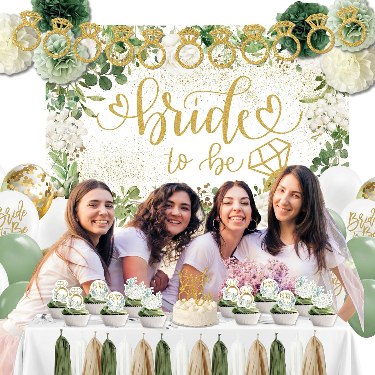 Sage Green Bridal Shower Decorations,Bachelorette Party Decorations, Bride to Be Backdrop, Bridal