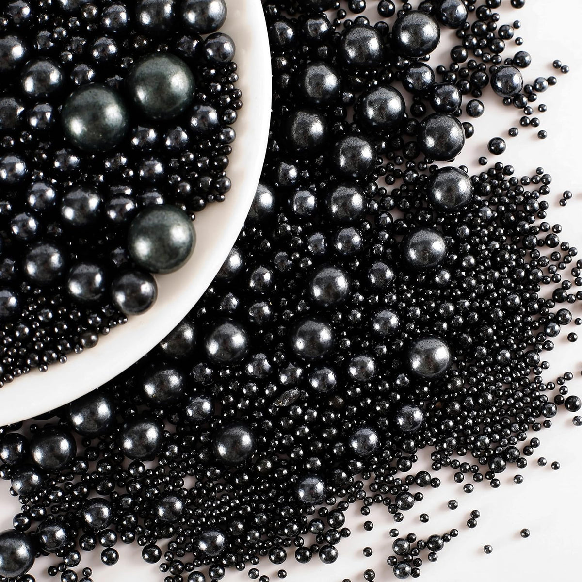 Kasvan Black Pearl Sugar Sprinkles - Edible Candy Pearls 130g/4.58 Oz, Mix Size, Baking Cake