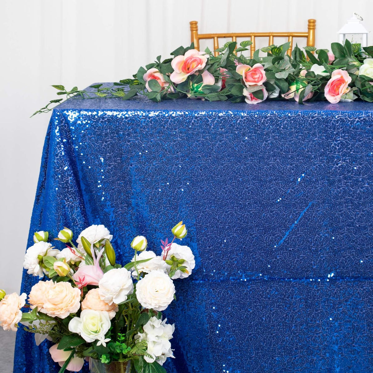 ShinyBeauty Royal Blue Table Cloths for Party 2 Packs, 72X72 Inch Sequin Table Cloth Square Shimmer