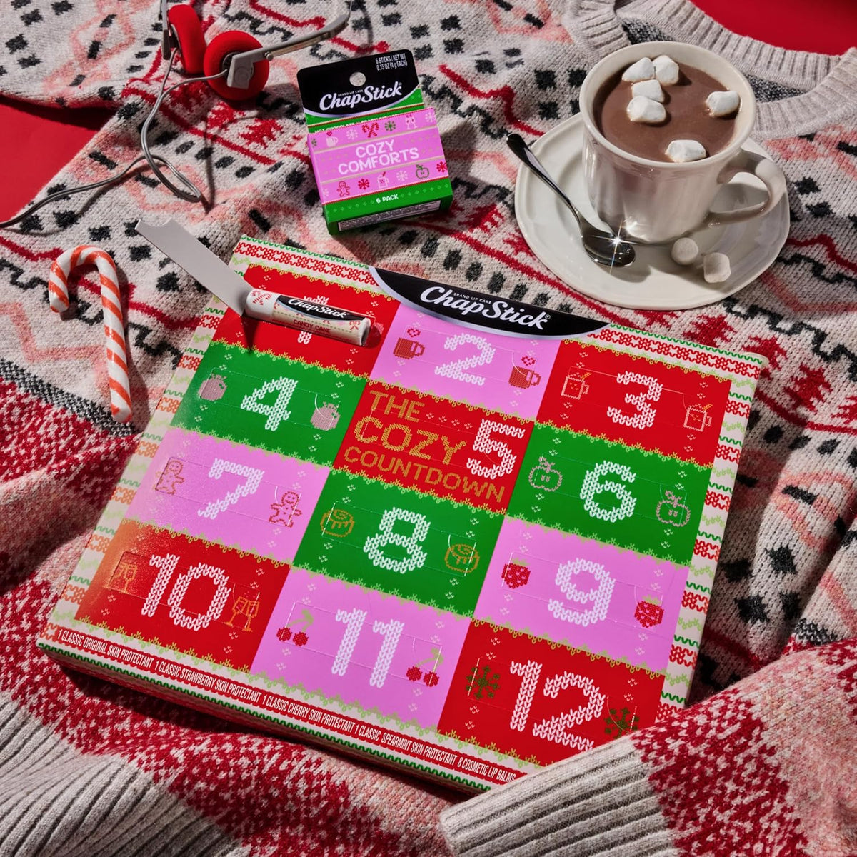 ChapStick 12 Days Advent Calendar Lip Balm Holiday Gift Set, Moisturizing Daily Lip Care For Dry