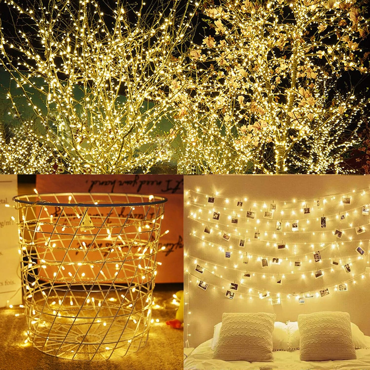 LJLNION 300 LED String Lights Outdoor Indoor, Extra Long 98.5FT Christmas Lights, 8 Lighting Modes