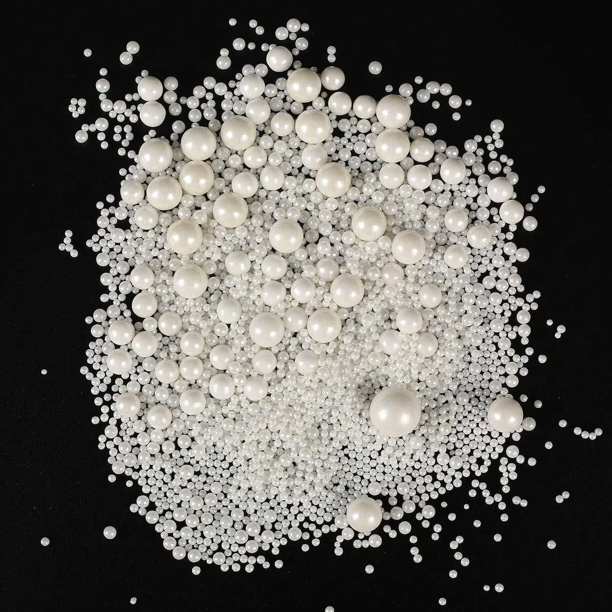 Kasvan White Pearl Sugar Sprinkles - Edible Candy Pearls 130g/4.58 Oz, Mix Size, Baking Cake