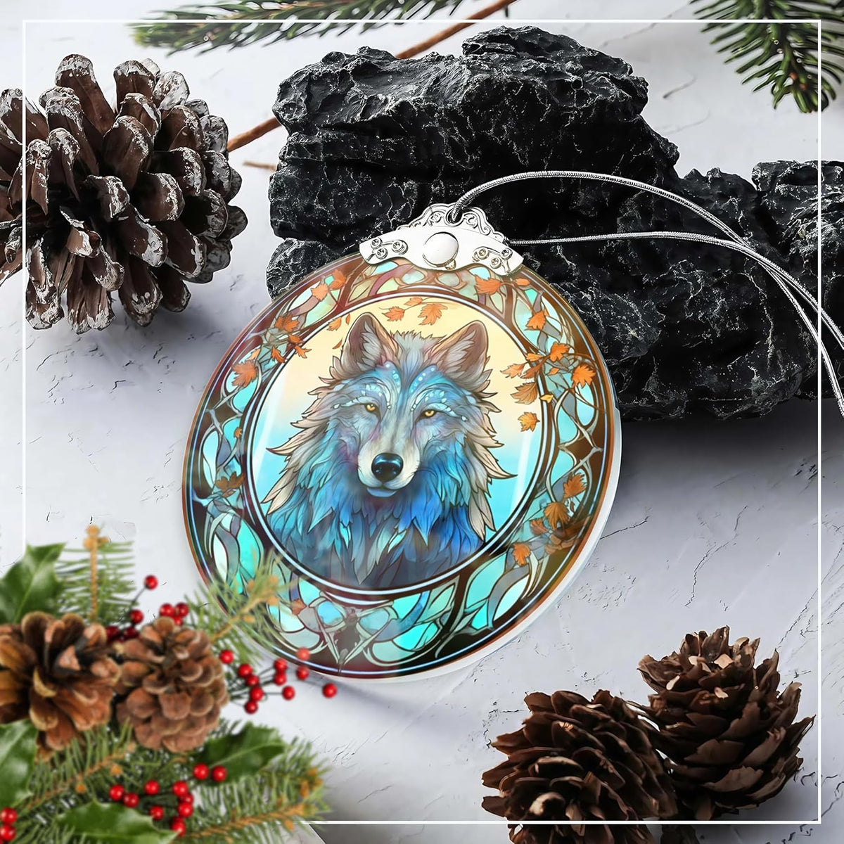 2025 Ornament Stained Glass Effect, Big 4 Inch Acrylic Hanging Art, Tree Ornaments, Holiday