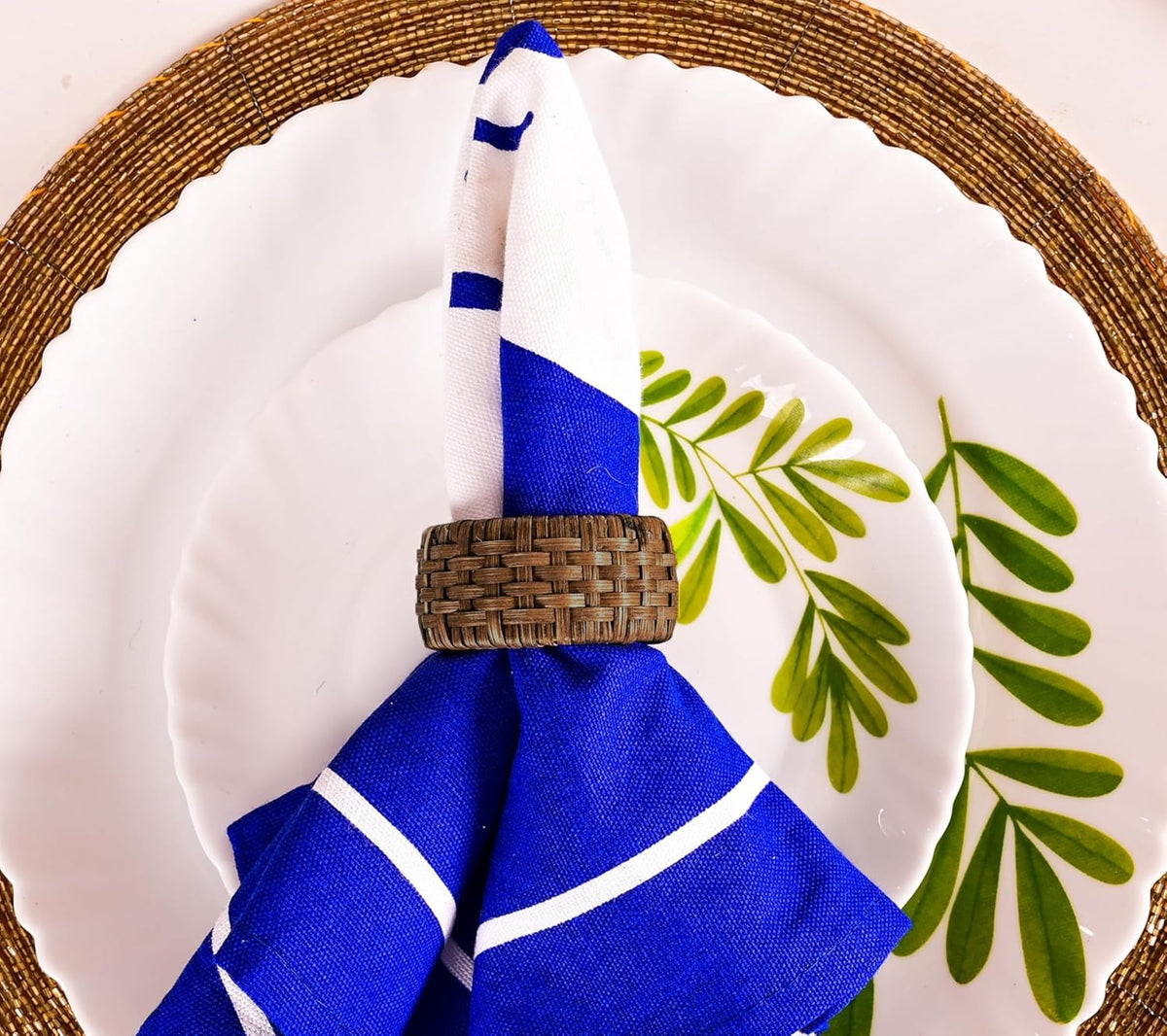 Decorative Cane Napkin Rings Set of 12 - Hand Woven Napkin Holders for Farmhouse, Rustic, Holiday