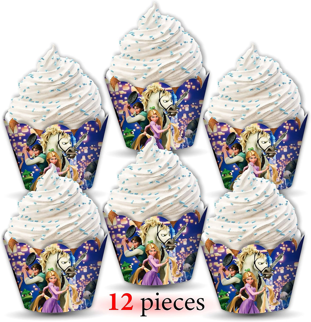 "Rapunzl Cupcake Wrappers – Princess Theme Cupcake Decoration for Birthday Party & Celebration
