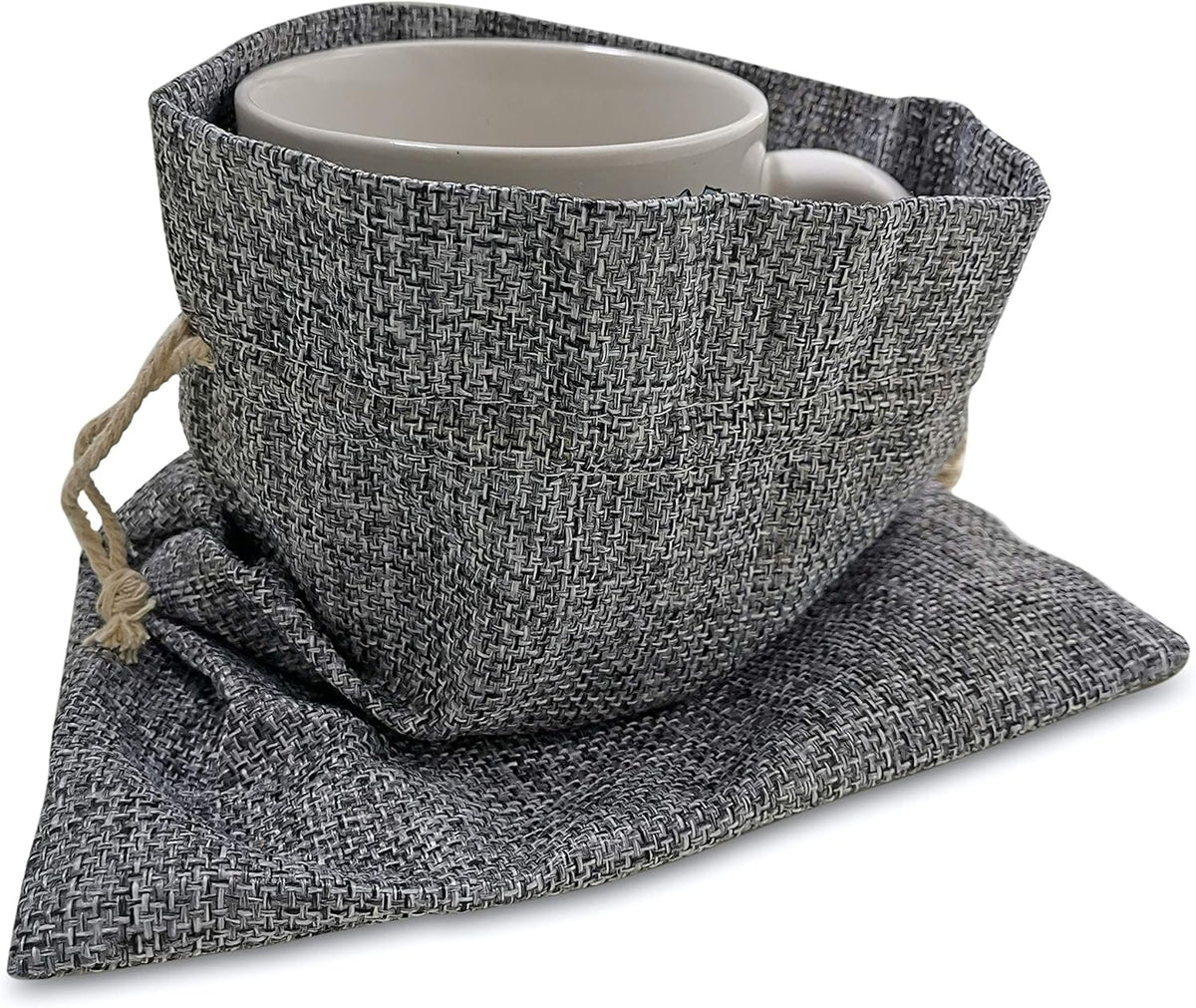 Supply Friend 50 Gray Burlap Bags with Drawstring, 7x10 Inch Gift Bag Bulk Pack for Mugs, Mason