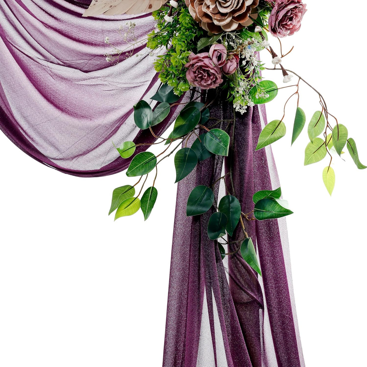 VDS Pack of 2 Panel (30 Inch X 50 Feet) Wedding Arch Draping Fabric Sheer Chiffon Fabric Drapery