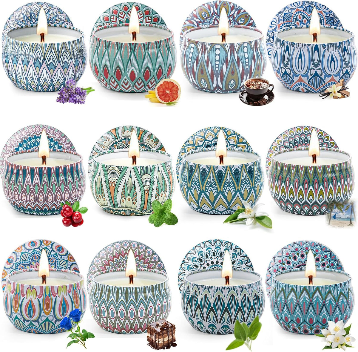 Scented Candles Gift Set, 12 Pack Aromatherapy Candles for Women, Candles for Home Scented, 300H